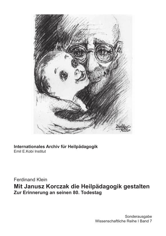 Das Buchcover zeigt eine Zeichnung von Janusz Korczak und einem Kind